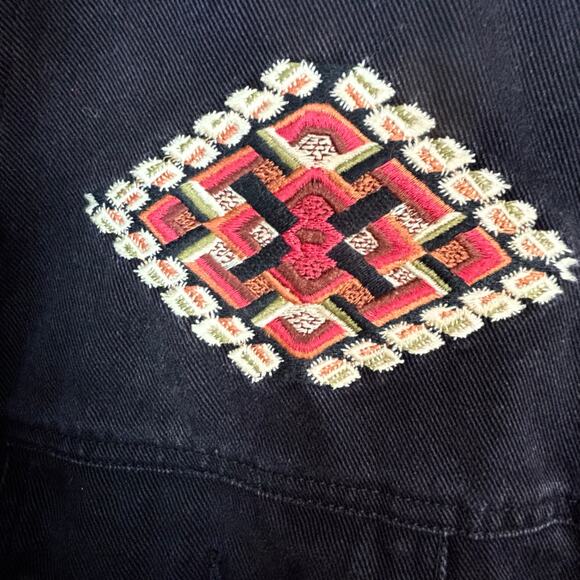 Western Denim Vest Embroidered Aztec Kachina Black XL Cambridge Goods Oversized - Picture 5 of 9